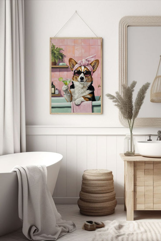 Pink dog Framed canvas