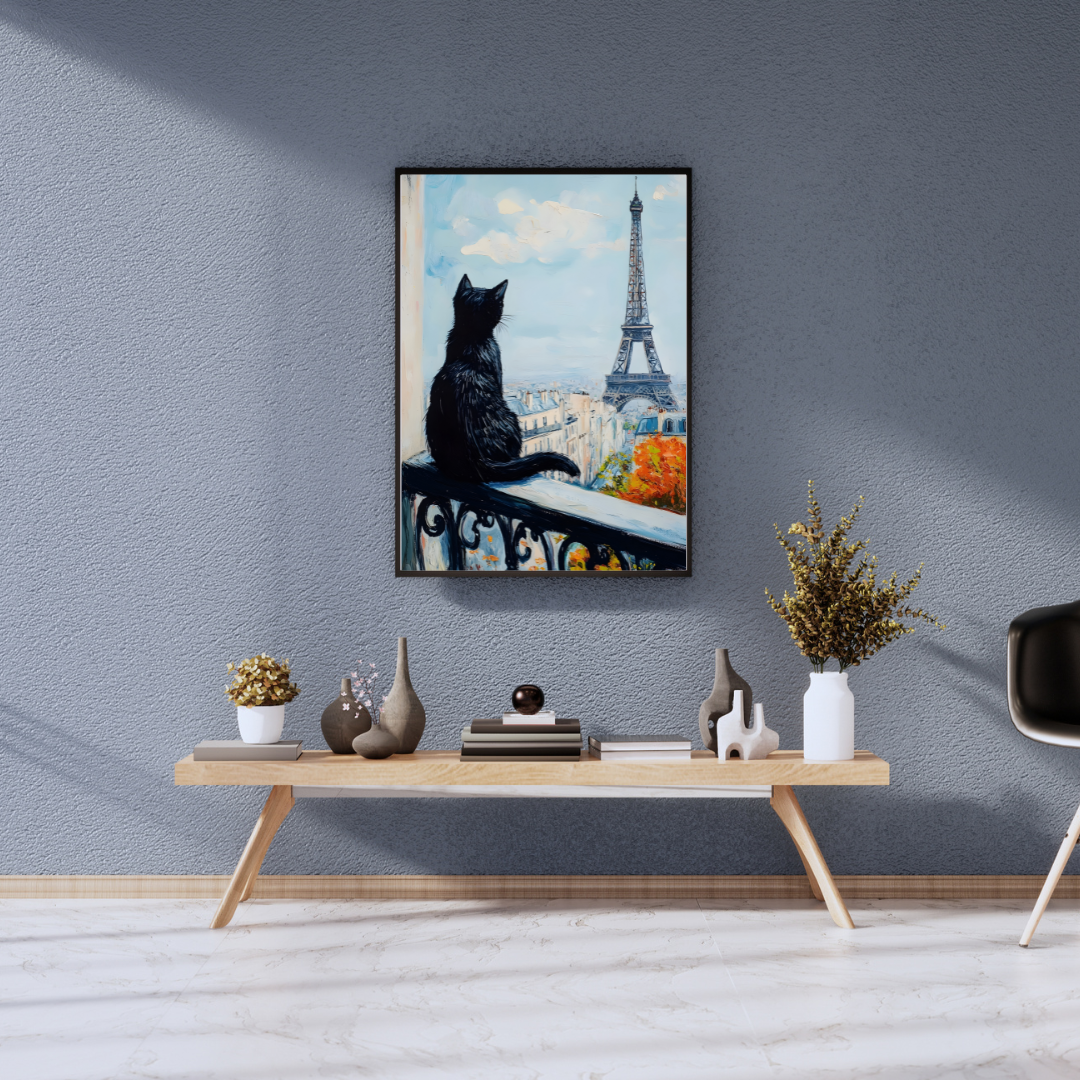 Cat in Paris Framed canvas
