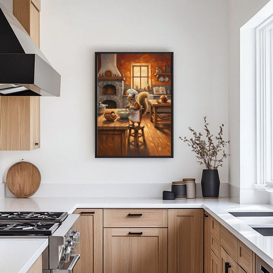 Squirrel cook Framed canvas