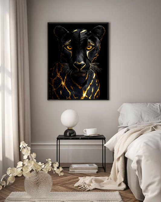 Golden Cheetah Framed canvas