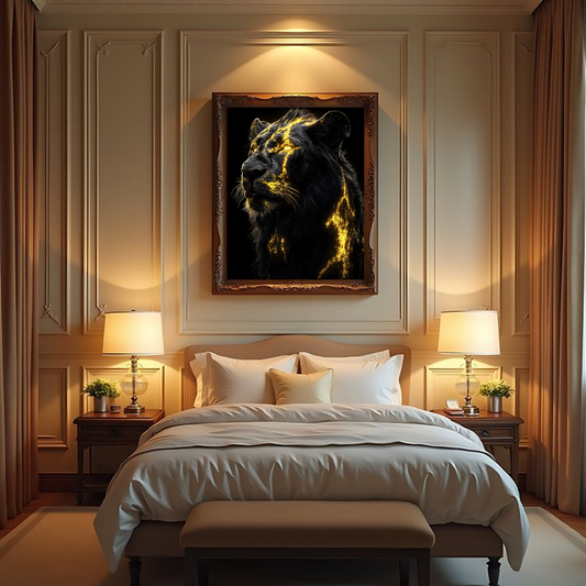 Golden Lion Framed canvas