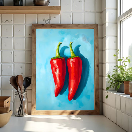 Two chilli Framed canvas