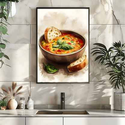 Bread & soup Framed canvas