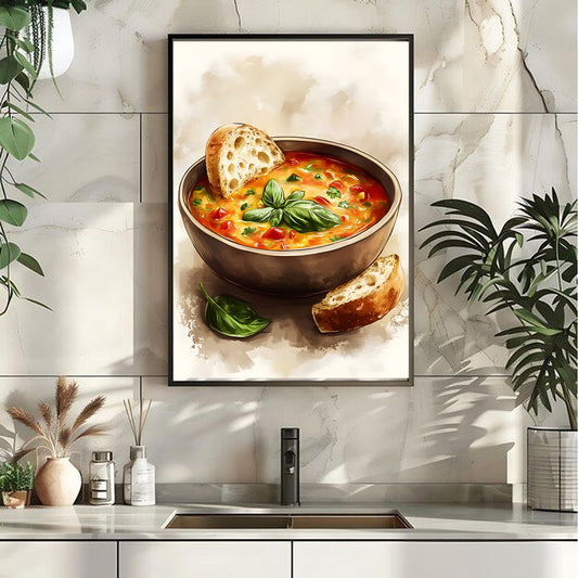 Bread & soup Framed canvas